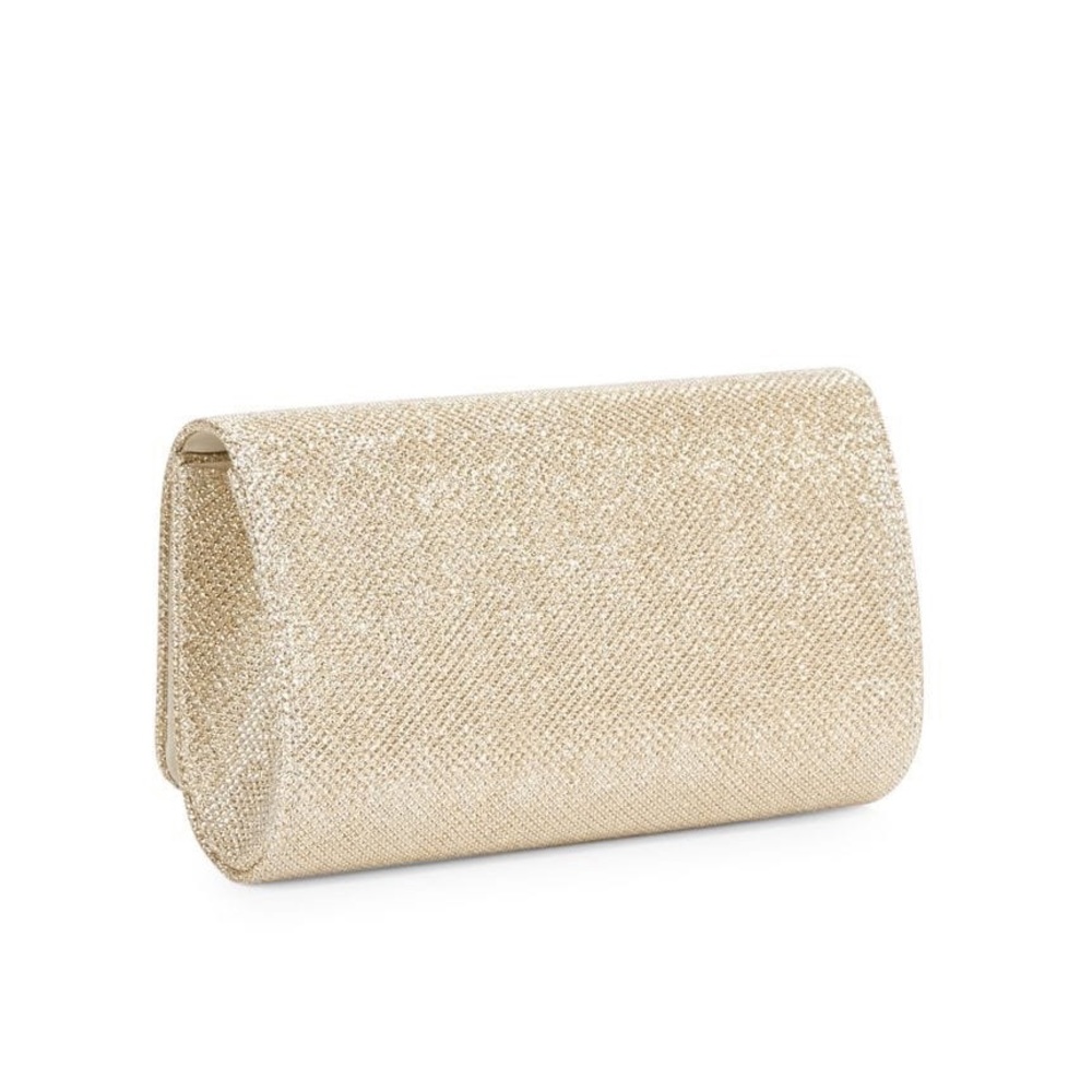 Champagne Glitter Flap Clutch (with 2 straps)